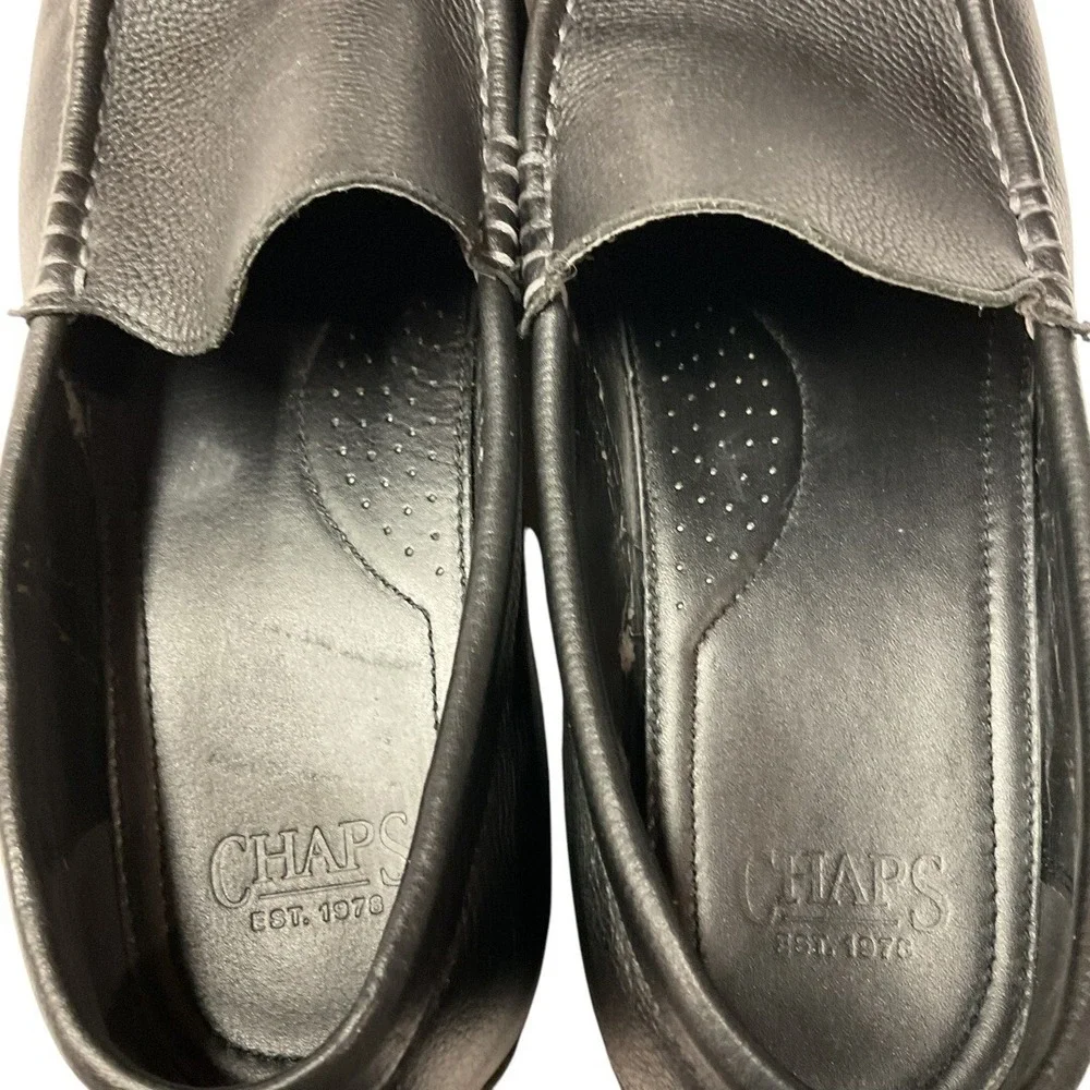 Chaps Men's Leather Loafers‎ Slip On Shoes Size Black  10.5 D Comfort